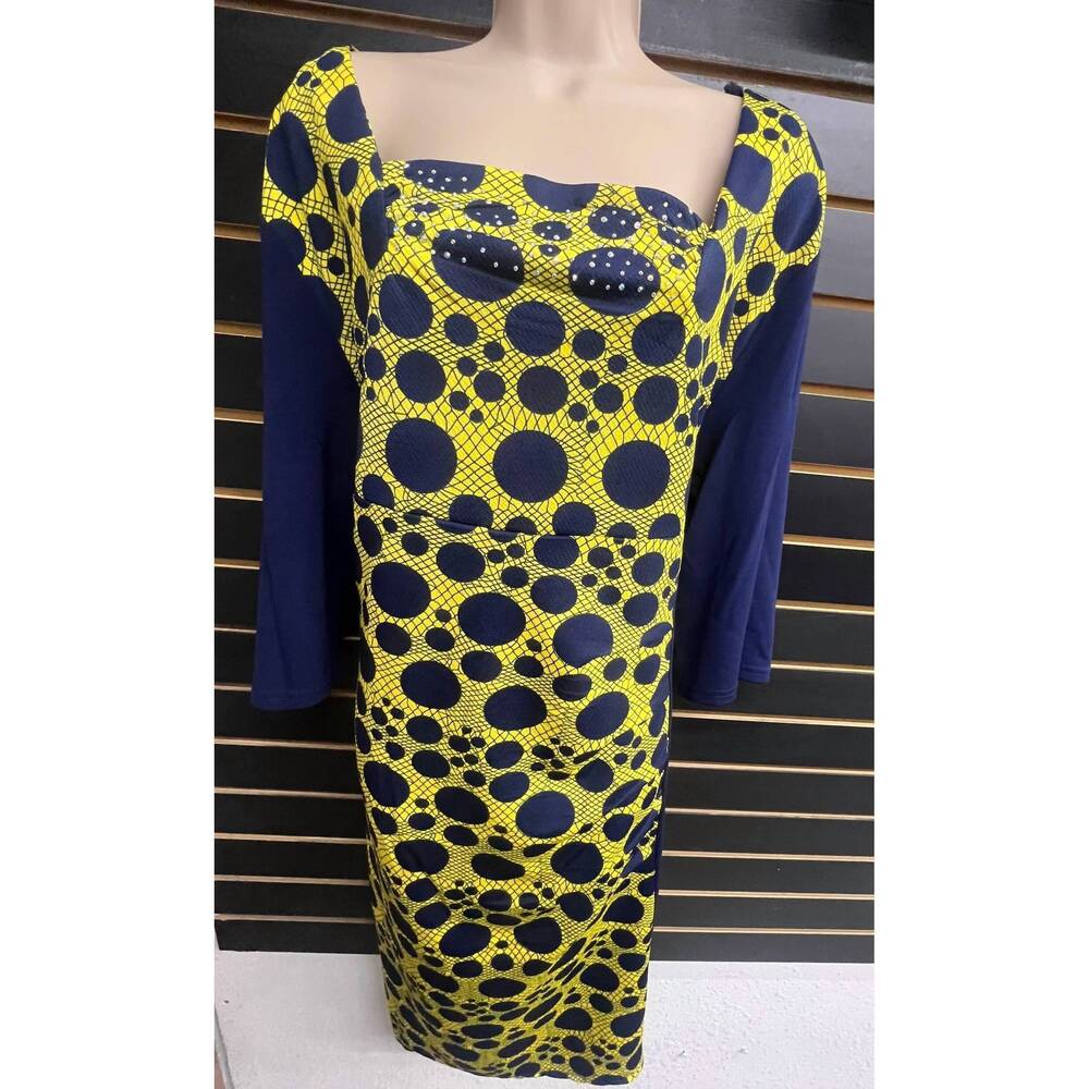 NEW MICHAEL K women's rhinestone dot print dress - plus in yellow